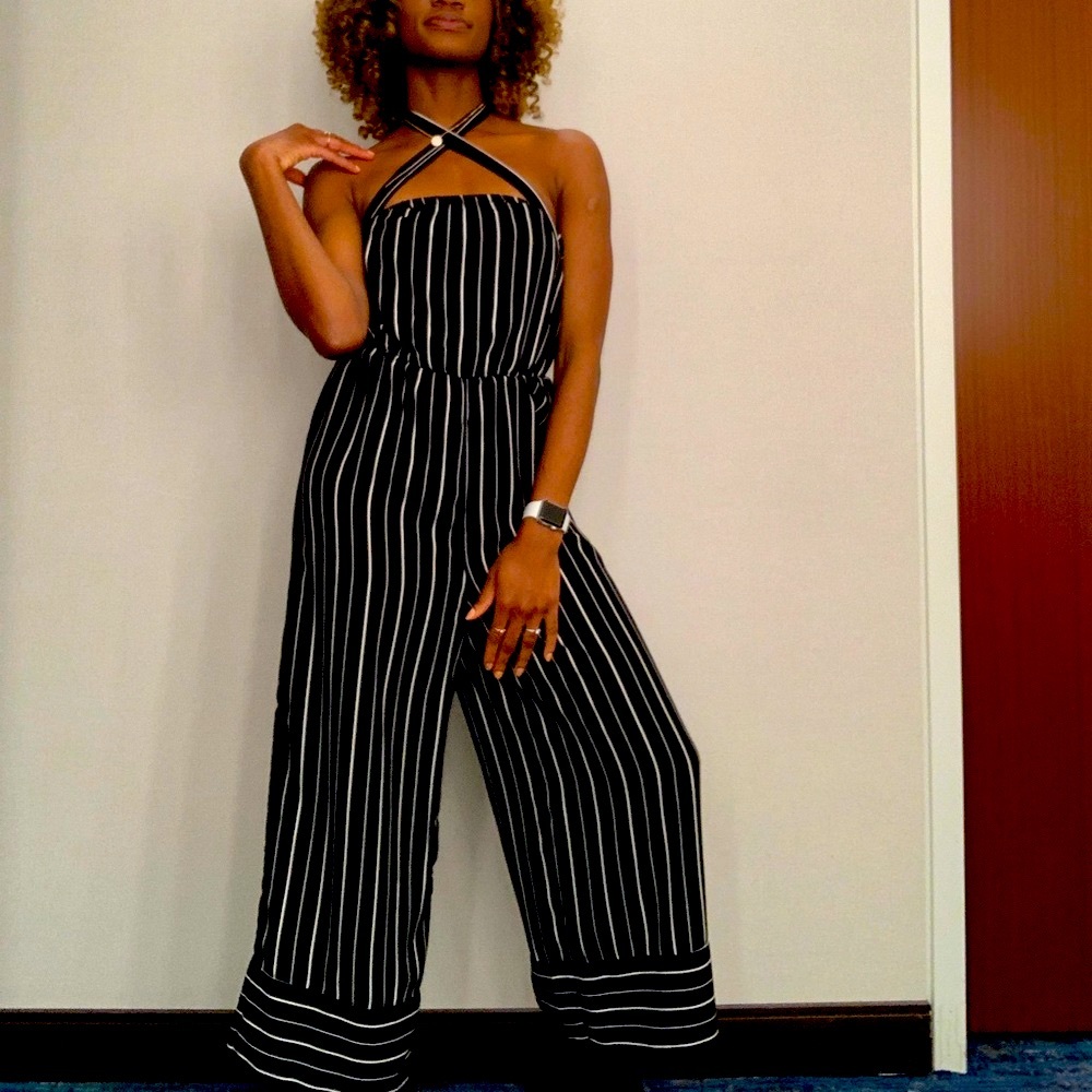 Stripe tubed jumper with belt